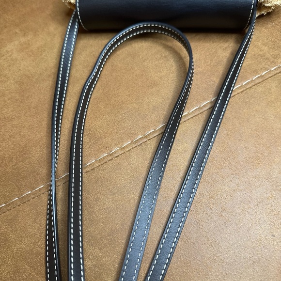 LOEWE Calfskin Raffia Mini Gate Crossbody Bag Natural Black - Picture 12 of 12